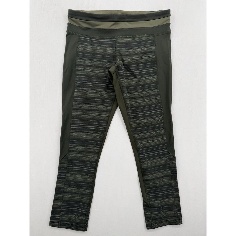 Lululemon Give Me Qi Crop Leggings Cyber Stripe Gator Green Women’s Size 6